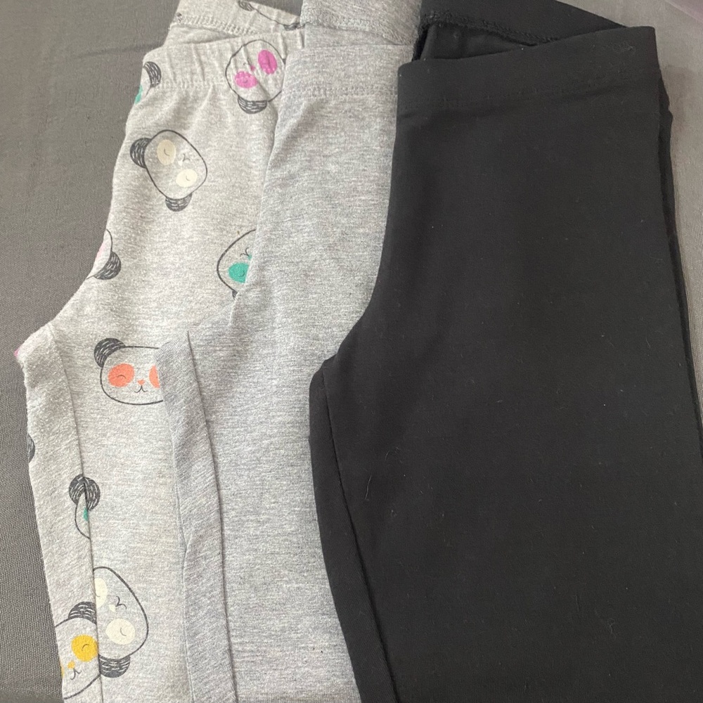 Kids' Gray and Black Panda Print Leggings NWOT